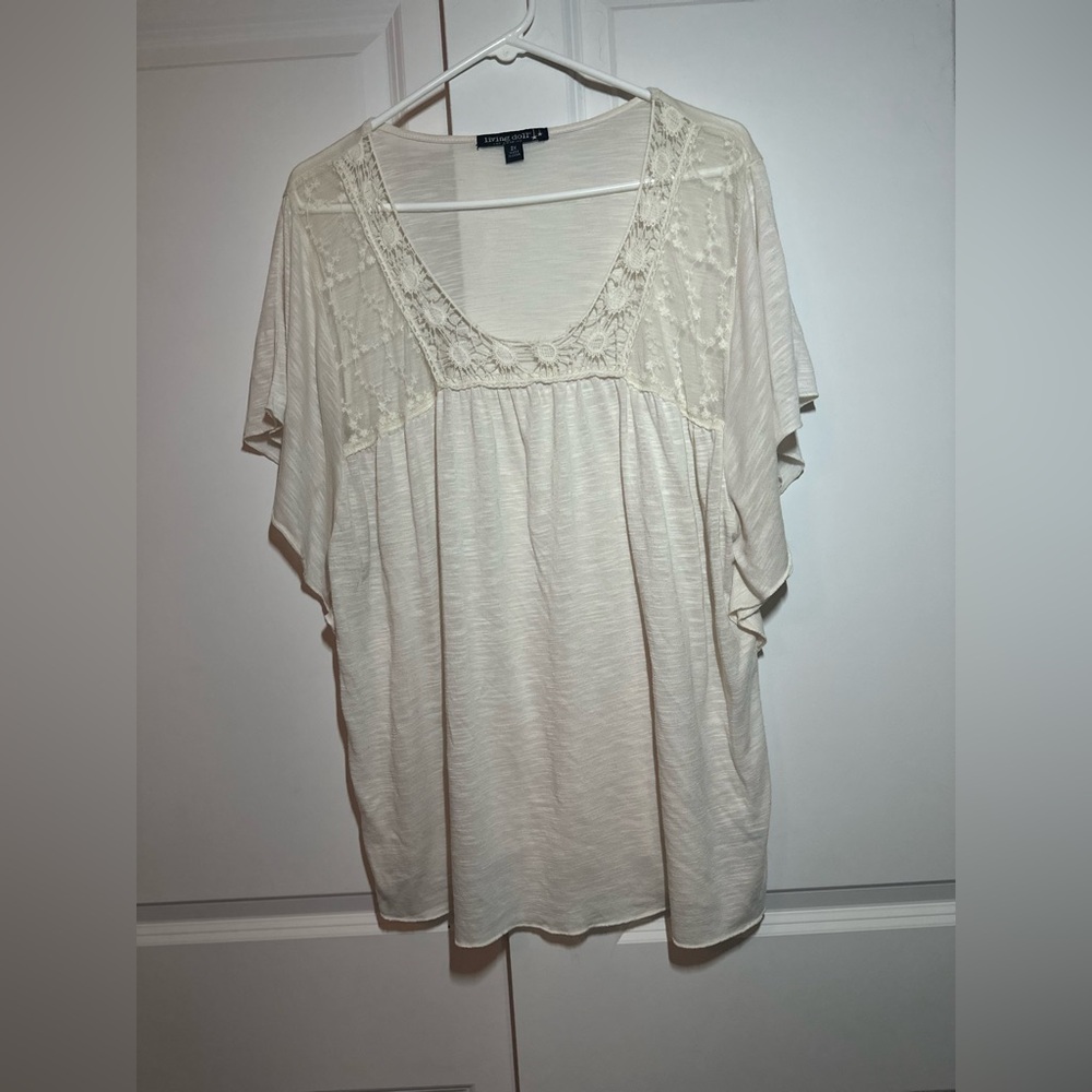 🤍 Living Doll Lace Detail Boho Top